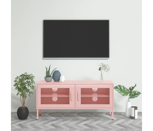 Mueble para TV de acero rosa 105x35x50 cm