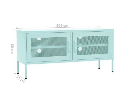 Mueble para TV de acero verde menta 105x35x50 cm