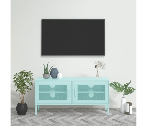 Mueble para TV de acero verde menta 105x35x50 cm