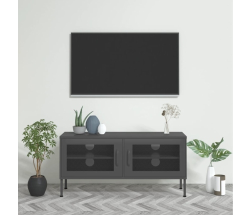 Mueble para TV de acero gris antracita 105x35x50 cm