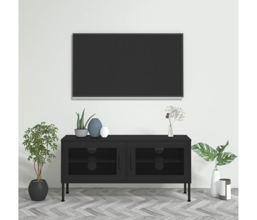 Mueble para TV de acero negro 105x35x50 cm