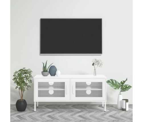 vidaXL Mueble para TV de acero blanco 105x35x50 cm