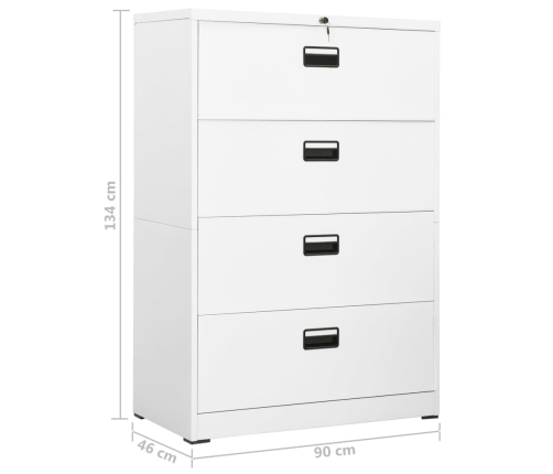 Armario archivador de acero blanco 90x46x134 cm