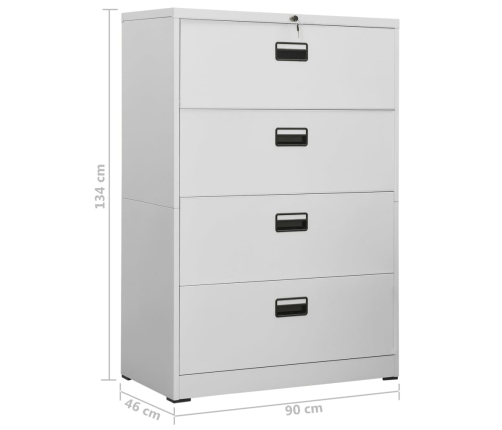 Armario archivador de acero gris claro 90x46x134 cm