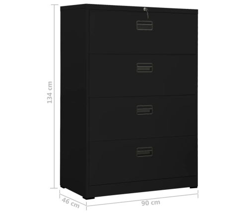 Armario archivador de acero negro 90x46x134 cm