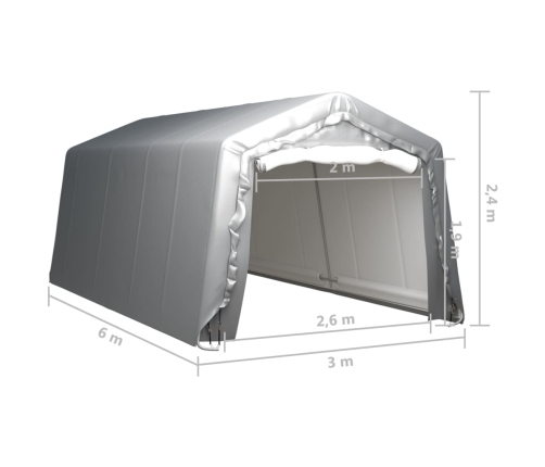 Carpa de almacenamiento acero gris 300x600 cm