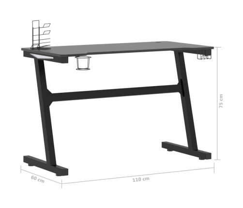 Escritorio gaming con luz LED forma Y negro 110x60x75 cm