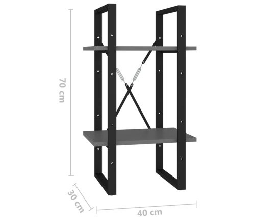 Estantería de 2 niveles madera contrachapada gris 40x30x70 cm