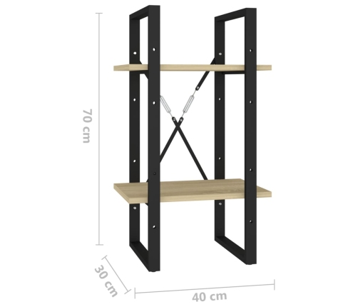 vidaXL Estantería de 2 niveles contrachapada roble Sonoma 40x30x70 cm