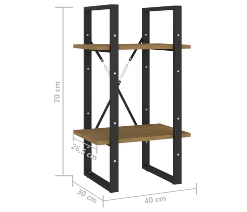 Estantería de 2 niveles madera maciza de pino 40x30x70 cm