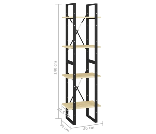 Estantería de 4 niveles madera maciza de pino 40x30x140 cm