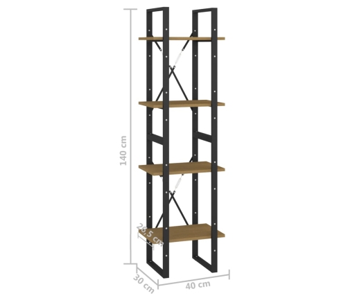 vidaXL Estantería de 4 niveles madera maciza de pino 40x30x140 cm