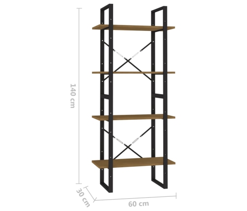Estantería de 4 niveles madera maciza de pino 60x30x140 cm