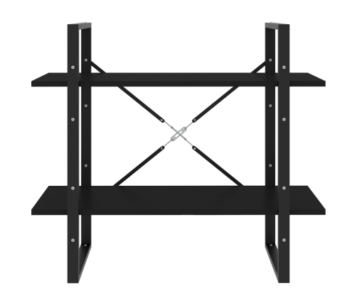 Estantería de 2 niveles madera contrachapada negro 80x30x70 cm