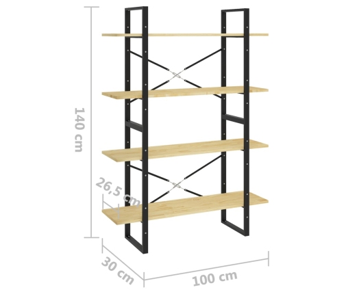 Estantería de 4 niveles madera maciza de pino 100x30x140 cm