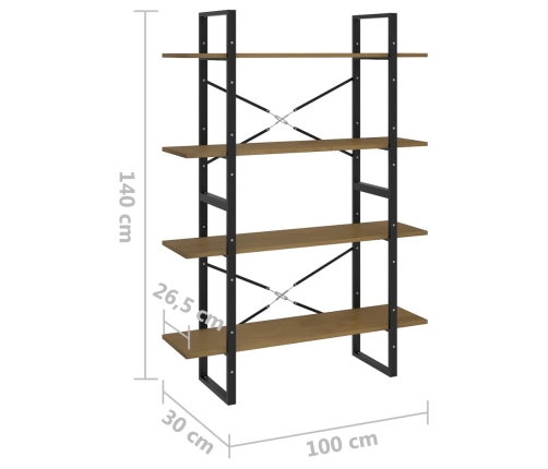 Estantería de 4 niveles madera maciza de pino 100x30x140 cm