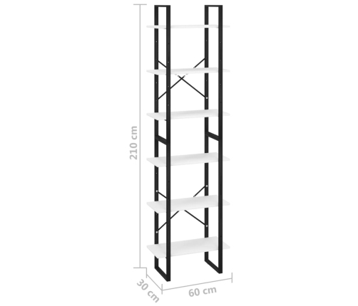 Estantería de madera contrachapada blanca 60x30x210 cm