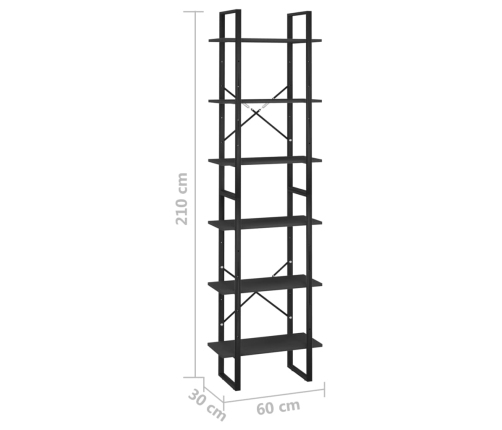 Estantería de madera contrachapada negro 60x30x210 cm