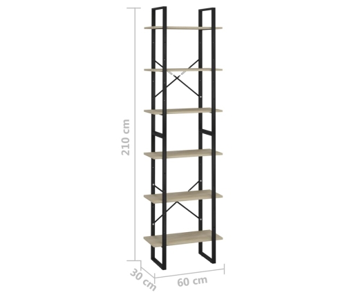 vidaXL Estantería de madera contrachapada roble Sonoma 60x30x210 cm