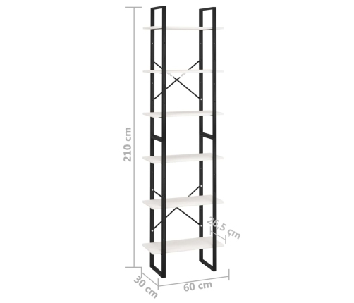 vidaXL Estantería de madera maciza pino blanca 60x30x210 cm