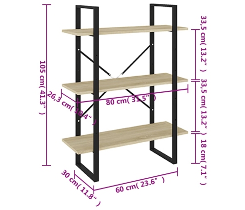 Estantería madera contrachapada roble Sonoma 80x30x105 cm