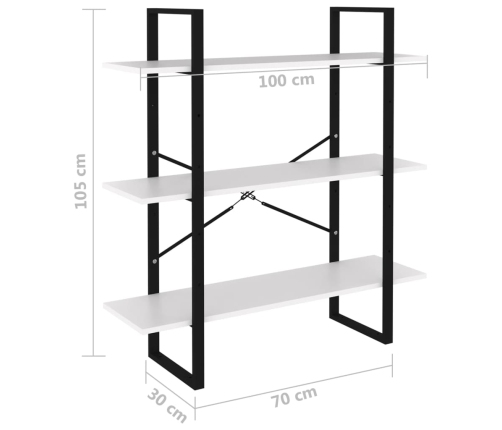 Estantería de madera contrachapada blanco 100x30x105 cm