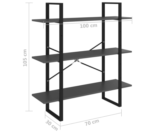 Estantería de madera contrachapada gris 100x30x105 cm