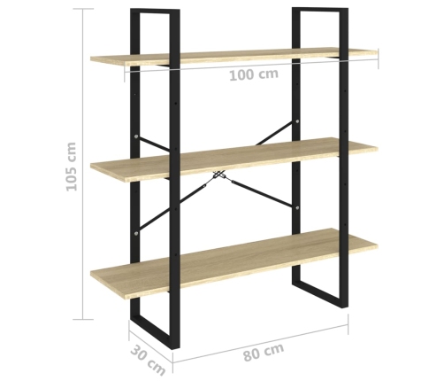 Estantería de madera contrachapada roble Sonoma 100x30x105 cm