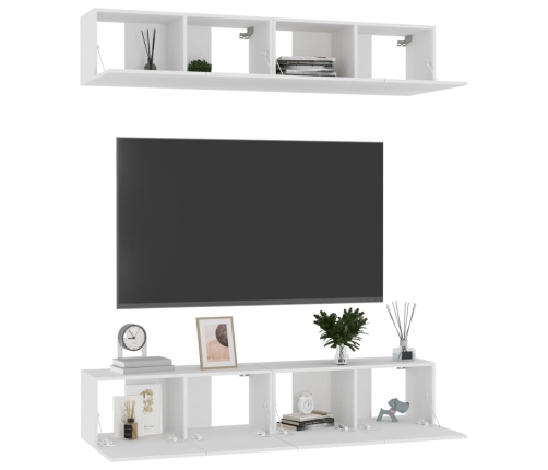 vidaXL Muebles para TV 4 uds madera contrachapada blanco 80x30x30 cm