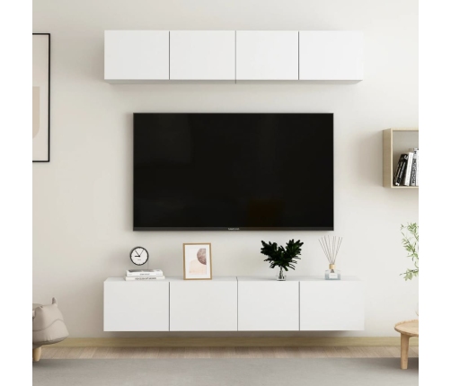 vidaXL Muebles para TV 4 uds madera contrachapada blanco 80x30x30 cm