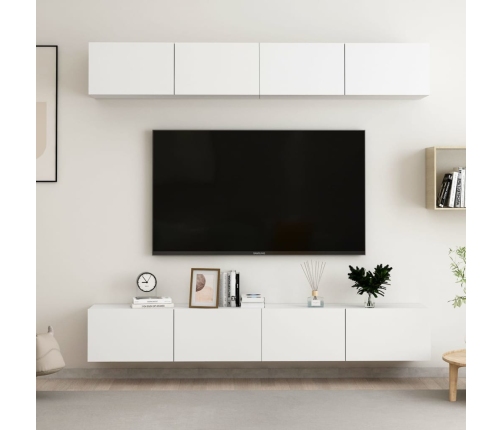 vidaXL Muebles de TV 4 uds madera de ingeniería blanco 100x30x30 cm