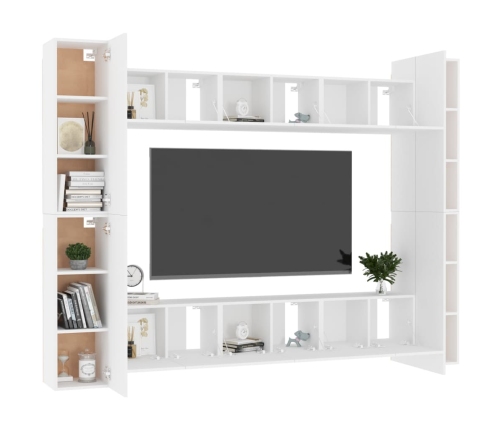 vidaXL Juego de mueble para TV de 10 piezas aglomerado blanco