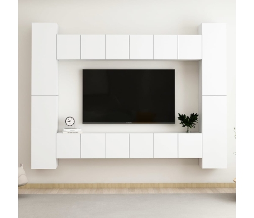 vidaXL Juego de mueble para TV de 10 piezas aglomerado blanco