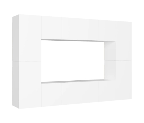 Set de muebles de salón TV 8 piezas madera de ingeniería blanco