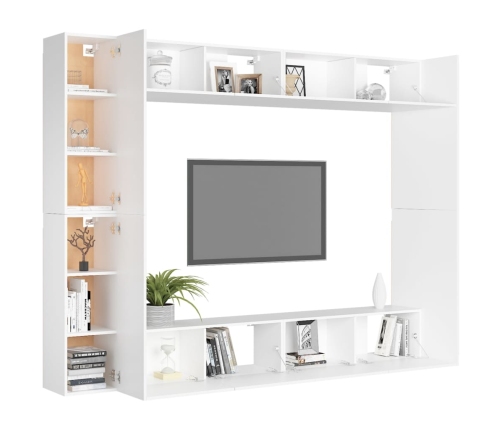 vidaXL Juego de mueble para TV de 8 piezas aglomerado blanco