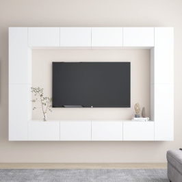 Juego de mueble para TV de 8 piezas aglomerado blanco