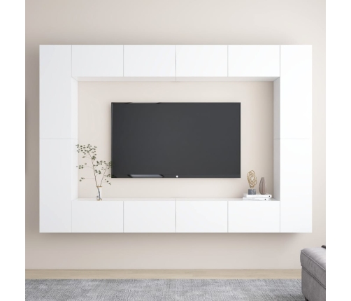 vidaXL Juego de mueble para TV de 8 piezas aglomerado blanco