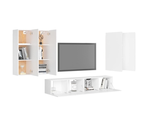 Juego de mueble para TV de 6 piezas aglomerado blanco