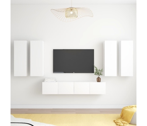 Juego de mueble para TV de 6 piezas aglomerado blanco