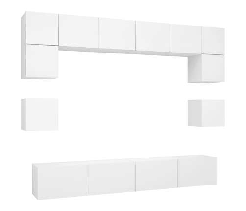 vidaXL Set de muebles de salón TV 8 piezas madera de ingeniería blanco