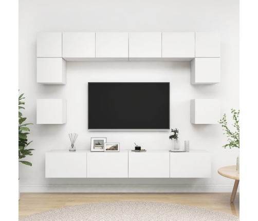 vidaXL Set de muebles de salón TV 8 piezas madera de ingeniería blanco