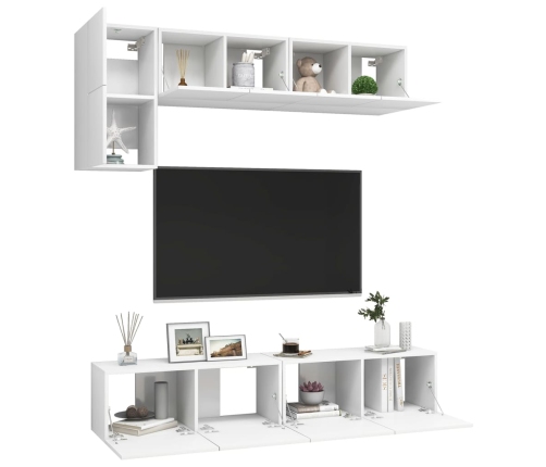 Set de muebles de salón TV 5 piezas madera de ingeniería blanco