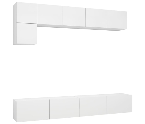 Set de muebles de salón TV 5 piezas madera de ingeniería blanco