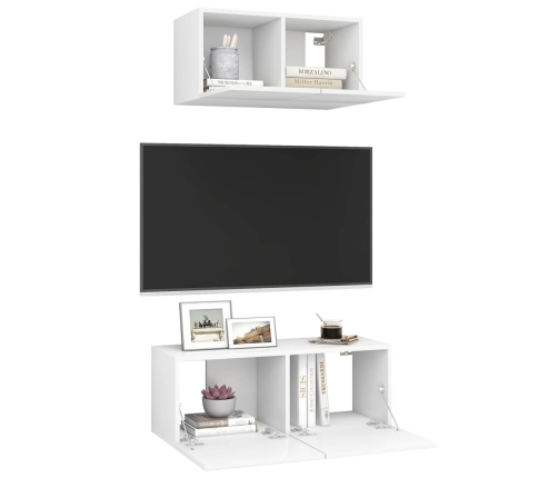 Set de muebles de salón TV 2 piezas madera de ingeniería blanco