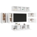 Set de mueble para TV de 8 piezas madera contrachapada blanco