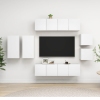 Set de mueble para TV de 8 piezas madera contrachapada blanco