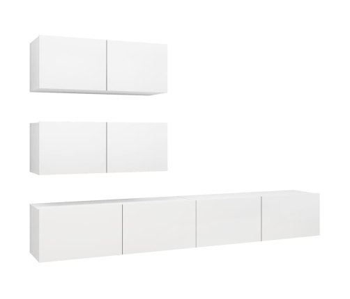 Set de muebles de salón TV 4 piezas madera de ingeniería blanco