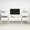 Set de mueble para TV de 8 piezas madera contrachapada blanco