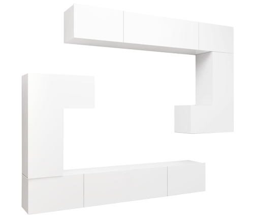 Set de muebles para TV 8 piezas madera contrachapada blanco