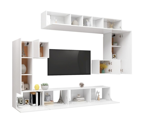 Set de muebles para TV 8 piezas madera contrachapada blanco